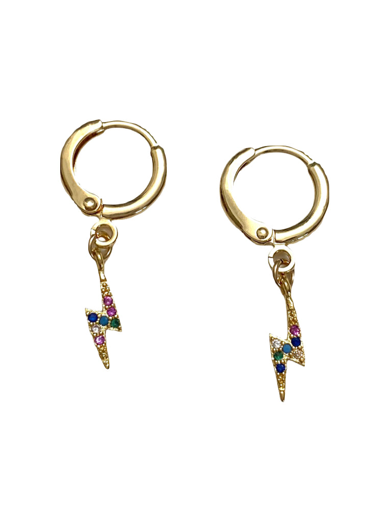 Lightning Rainbow Pave Huggie Earrings