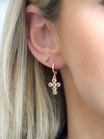EVER AFTER Cross Huggie Earrings