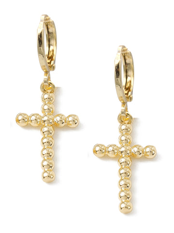 CROSSROADS Cross Huggie Earrings