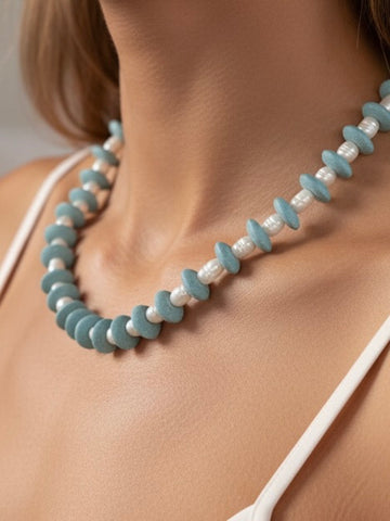 PEARLS GONE WILD Ashanti Glass and Pearl beaded Necklace