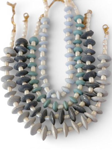 PEARLS GONE WILD Ashanti Glass and Pearl beaded Necklace