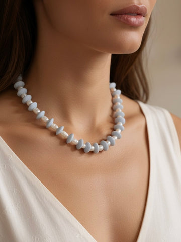 PEARLS GONE WILD Ashanti Glass and Pearl beaded Necklace