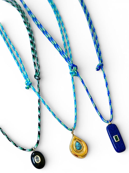NOMAD Natural Stone Pendant Cord Necklaces