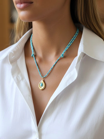 NOMAD Natural Stone Pendant Cord Necklaces