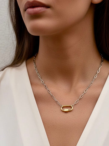 Clingy Carabiner Necklace- Mixed Metals
