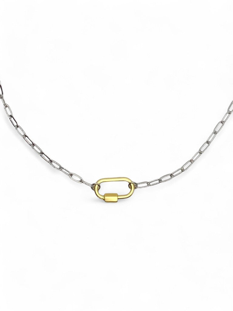 Clingy Carabiner Necklace- Mixed Metals