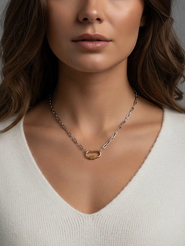 Clingy Carabiner Necklace- Mixed Metals