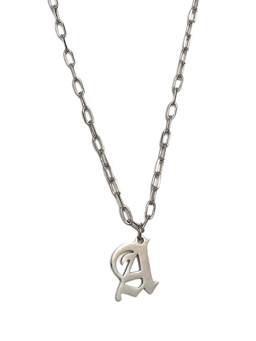 Gothic Mi Vida Old English Initial Necklace - SILVER