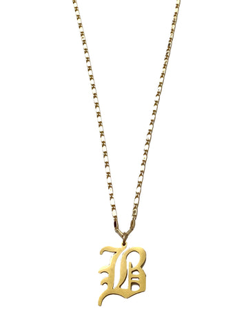 Gothic Mi Vida Old English Initial Necklace - GOLD