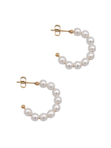 KEEP IT CLASSY Pearl Hoop Earrings