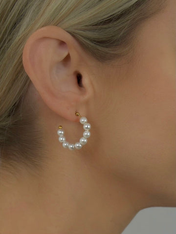 KEEP IT CLASSY Pearl Hoop Earrings