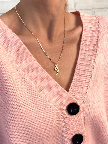 Gothic Mi Vida Old English Initial Necklace - GOLD